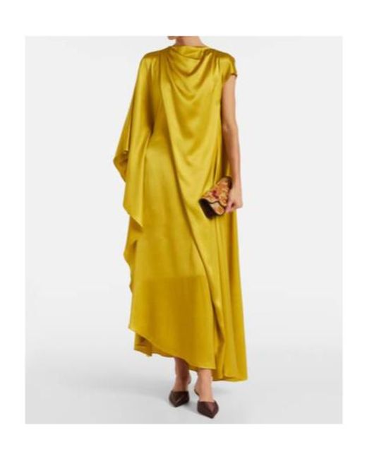 Roksanda Yellow Hiba Caped Silk Gown