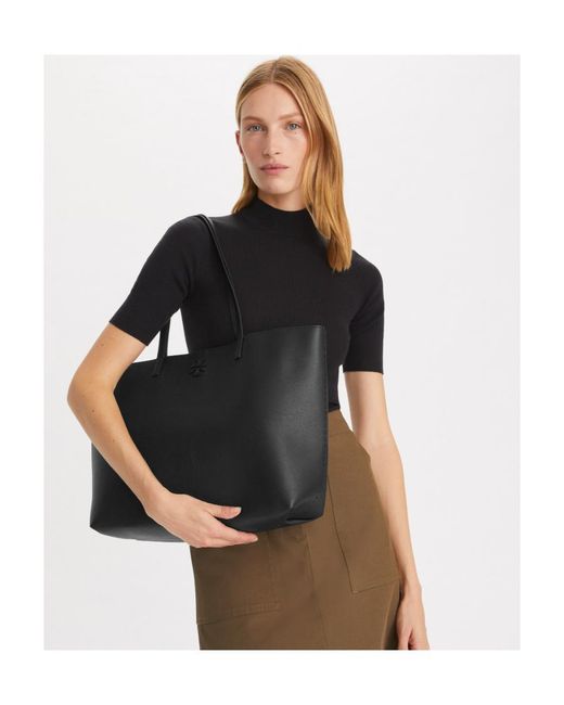 Tory Burch Black Mcgraw Logo Patch Tote Bag