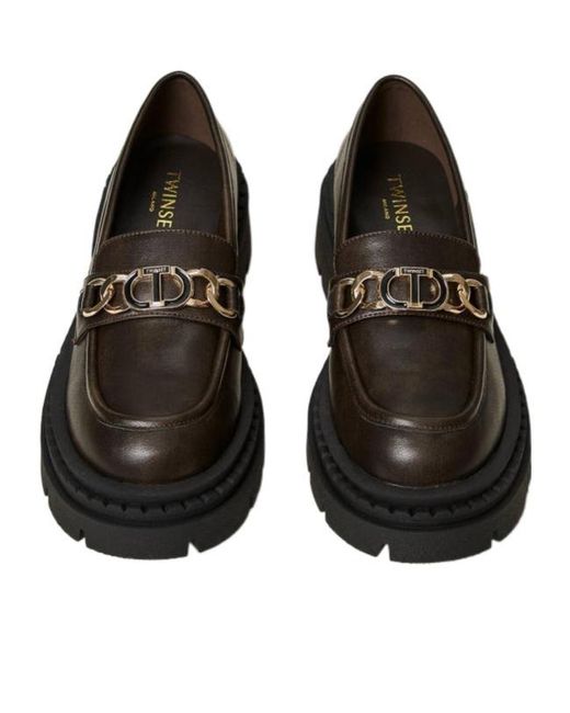 Twinset Black Oval T Loafers