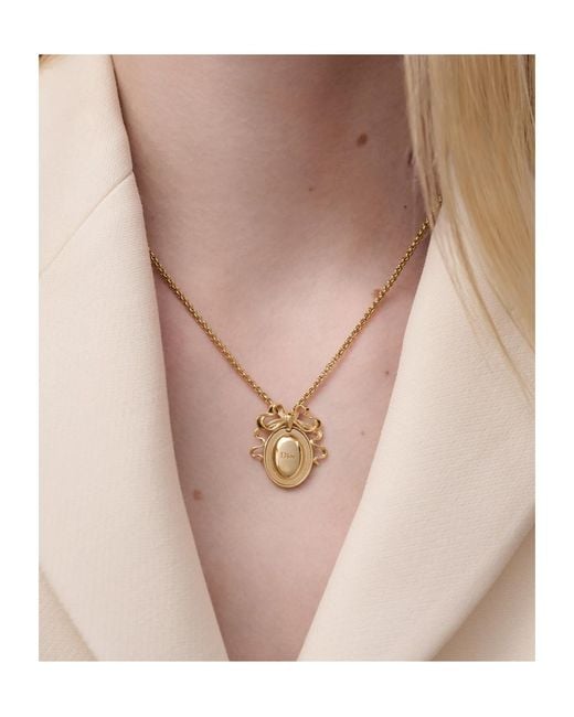 Dior Metallic Oval Pendant Necklace