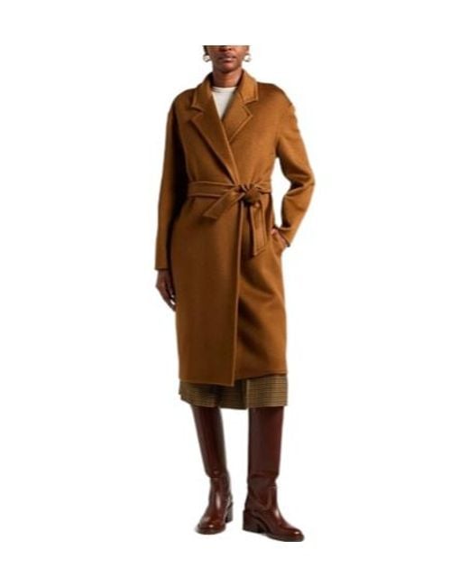 Max Mara Brown Solid-Colored Cashmere Long Coat