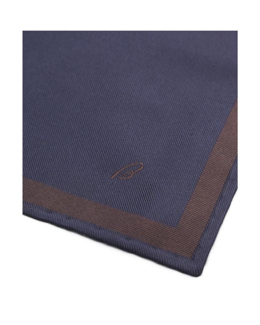 Brioni Blue And Dark Silk Pocket Square for men