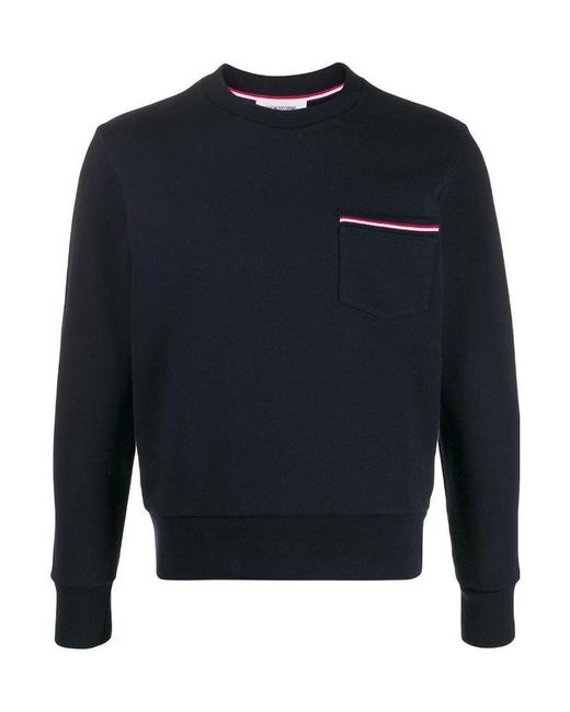 Thom Browne Blue Loopback Stripe Pocket Sweatshirt for men