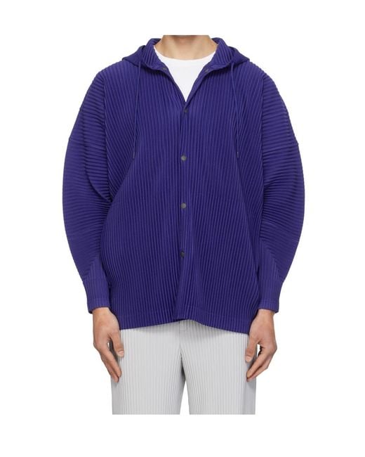 Homme Plissé Issey Miyake Blue Pleated Jacket for men