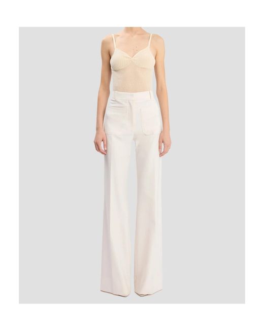 Victoria Beckham White Alina Wide-Leg Trousers