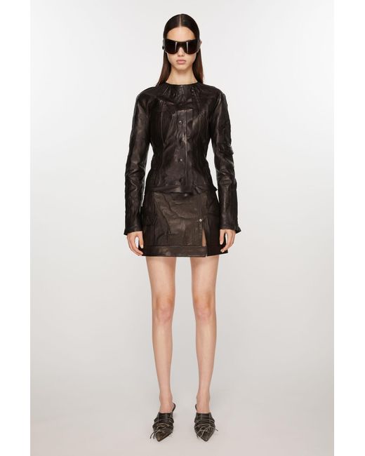 Acne Brown Crinkled Leather Jacket