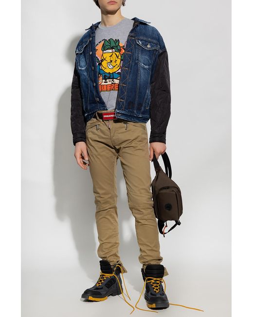 DSquared² Gray Graphic Printed Crewneck T-Shirt for men