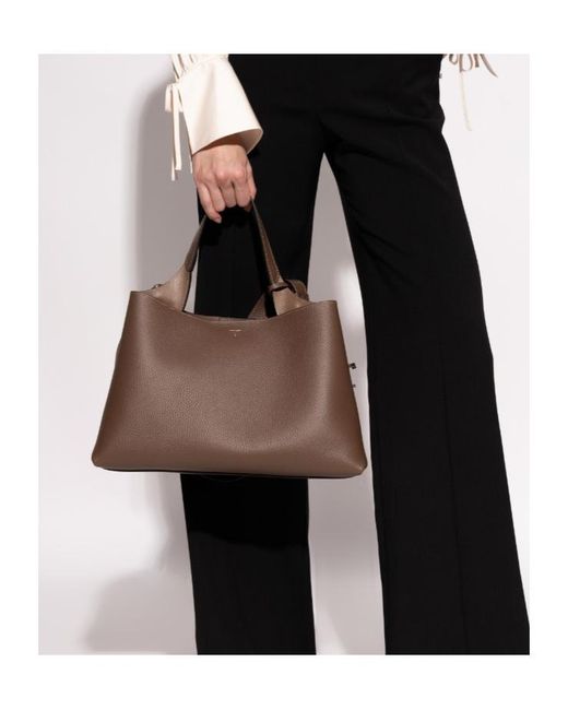 Tod's Brown Logo-Embossed Tote Bag