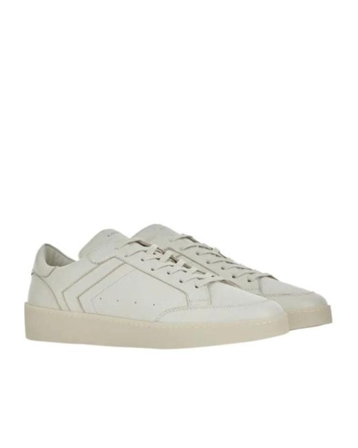 Canali Gray Smooth Round Toe Lace-Up Sneakers for men