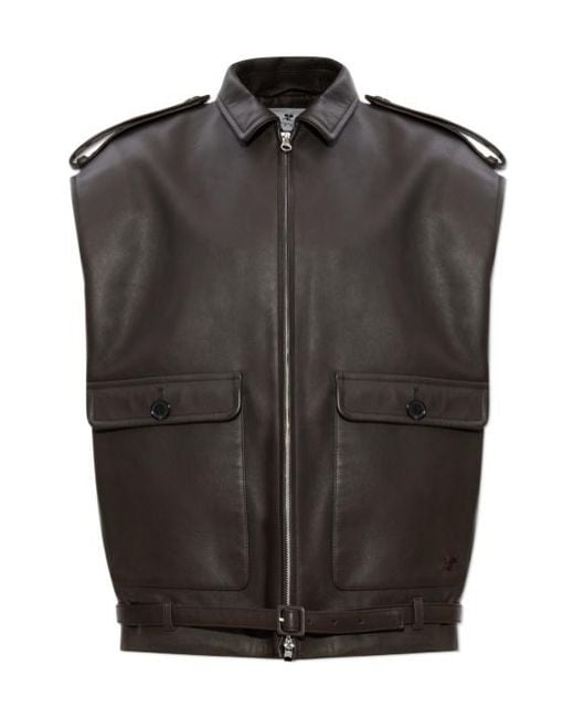 Courreges Black Sleeveless Leather Jacket