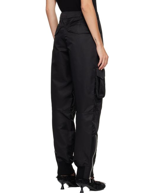 Simone Rocha Black Multi-Pocket Ankle Zipper Casual Pants