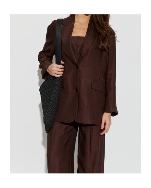 AllSaints Brown Lapel Long-Sleeved Suit Jacket