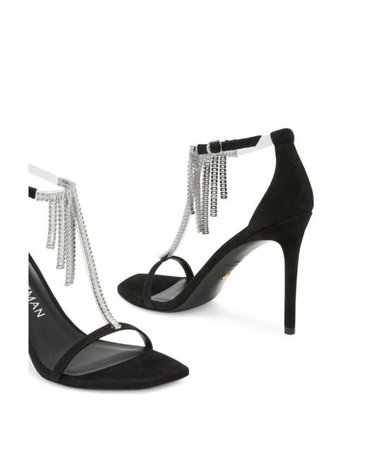 Stuart Weitzman White Logo High-Heeled Sandals