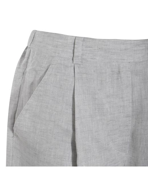 Brunello Cucinelli Gray Linen Tailored Shorts