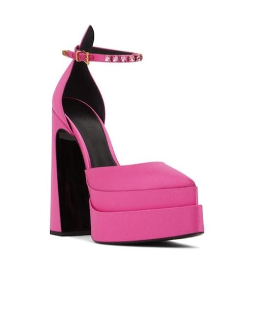 Versace Pink Logo Waterproof Table High Heels