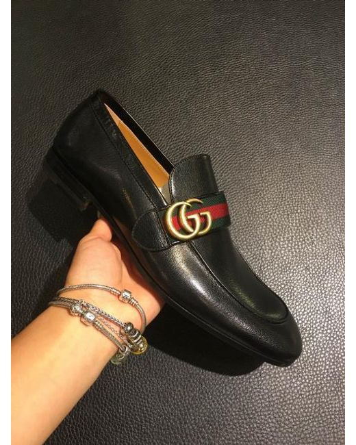 Gucci Black Gg Web Loafers for men