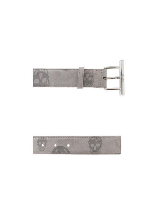 McQueen White Skull Jacquard Buckle Belt for men