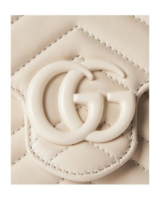 Gucci White Gg Marmont Wallet On Chain