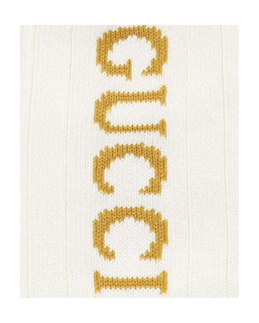 Gucci White Intarsia-Knit Logo Socks for men
