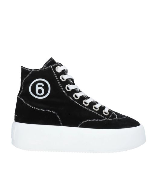MM6 by Maison Margiela Black Solid Color Lace-Up Casual Shoes