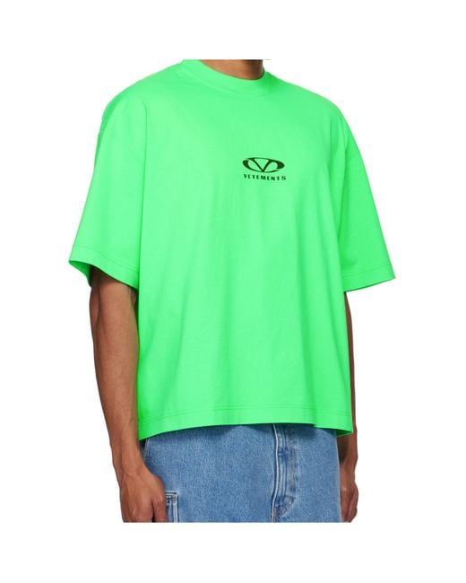 Vetements Green Oval Logo Printed Crewneck T-Shirt for men