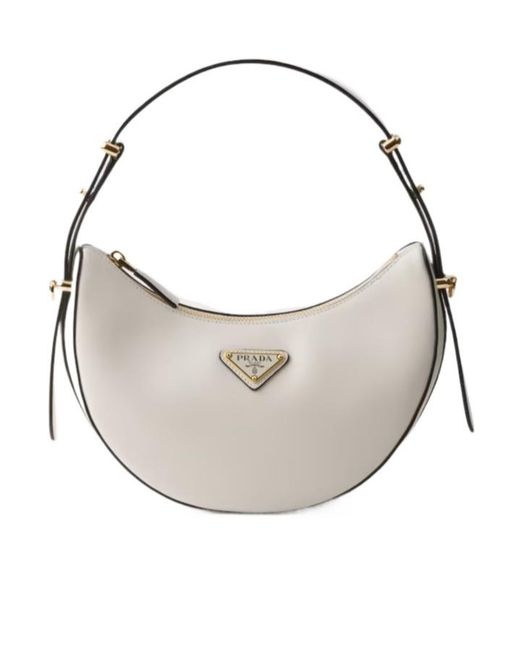 Prada White Arqué Mini Leather Shoulder Bag