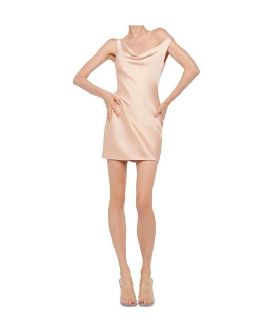 Norma Kamali Pink Satin-Finish Mini Dress