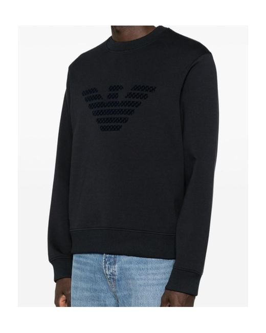 Emporio Armani Black Logo-Print Crew-Neck Sweatshirt for men