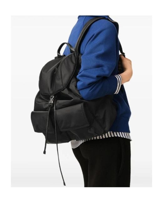 AMI Black Drawstring Backpack for men