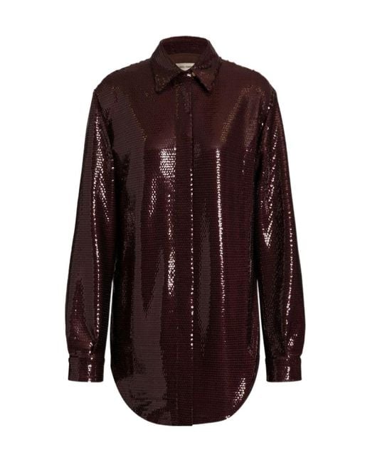 Alberta Ferretti Purple Glossy Sequin Shirt