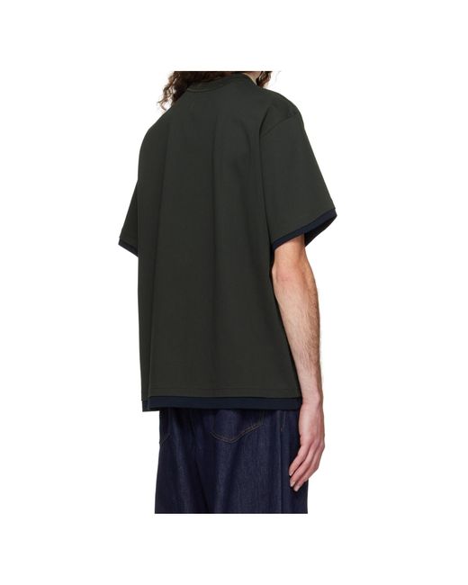 Sacai Black Crew Neck T-Shirt for men