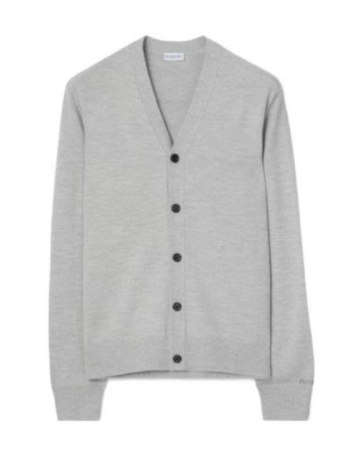 Burberry Gray Wool Cardigan for men
