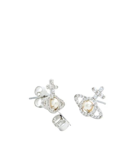 Vivienne Westwood White Olympia Embellished Orb Stud Earrings