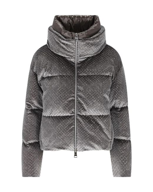 Herno Gray Zip-Up Quilted Jacket