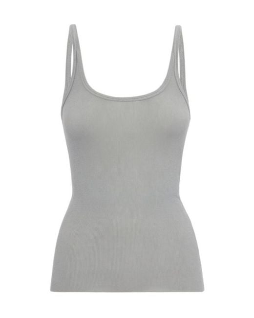 MSGM Gray Ribbed Stretch Viscose Tank Top
