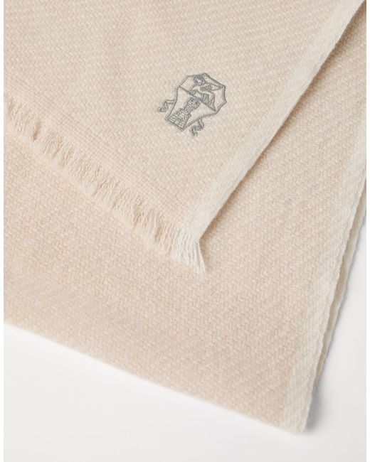 Brunello Cucinelli Natural Logo-Embroidered Scarf for men