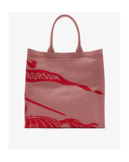 Burberry Red Medium Ekd Canvas Tote Bag for men