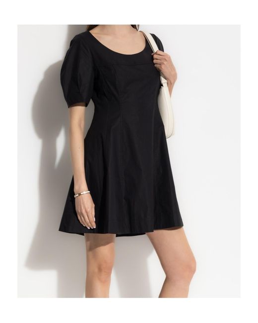 Theory Black Puff-Sleeve Dress