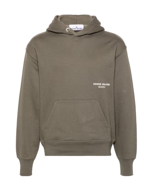 Stone Island Gray Logo-Print Hoodie for men