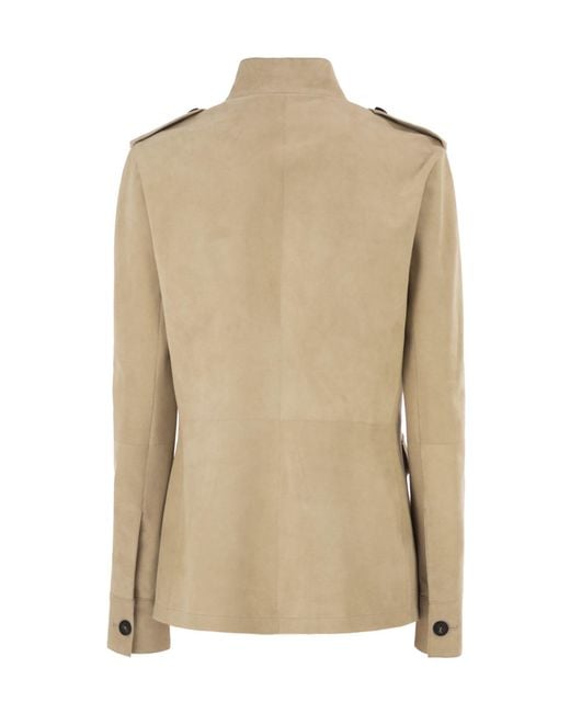 Antonelli Natural Suede Safari Jacket With Patch Pockets