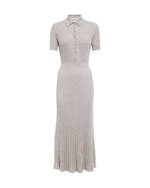Gabriela Hearst Gray Amor Silk And Cashmere Midi Dress