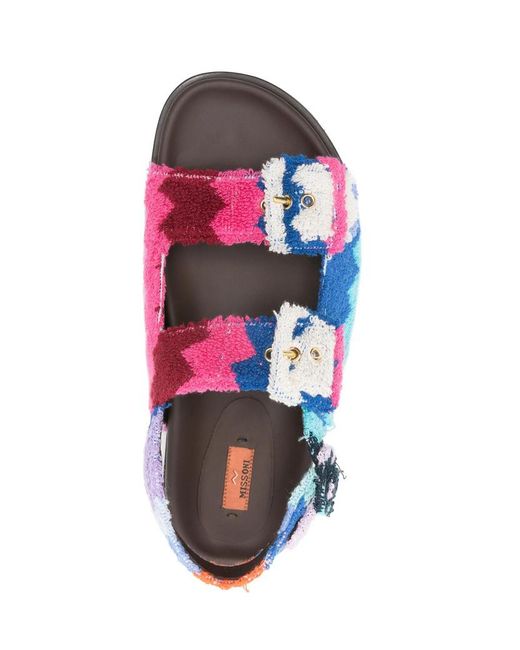 Missoni Blue Mia Zig-Zag Double Strap Sandals