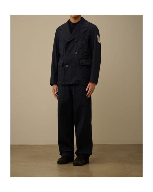 C.P. Company 3/4 Plated Denim Pea Coat in Black for Men | Lyst