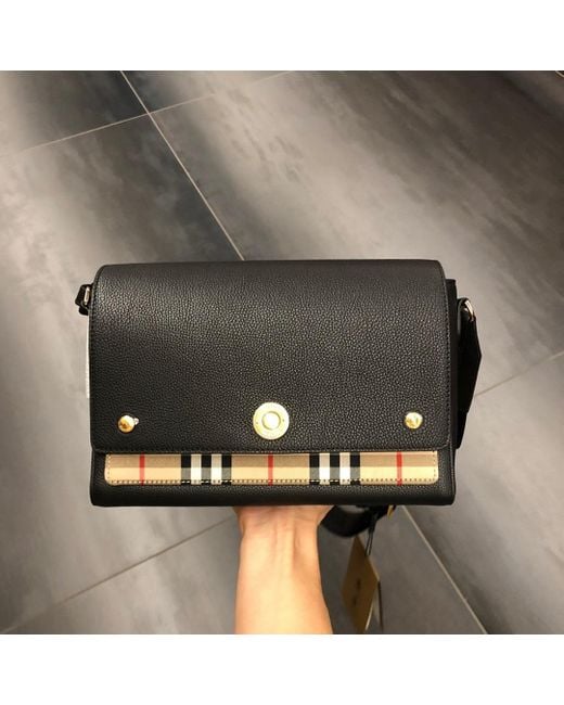 Burberry Black Vintage Checked Note Crossbody Bag