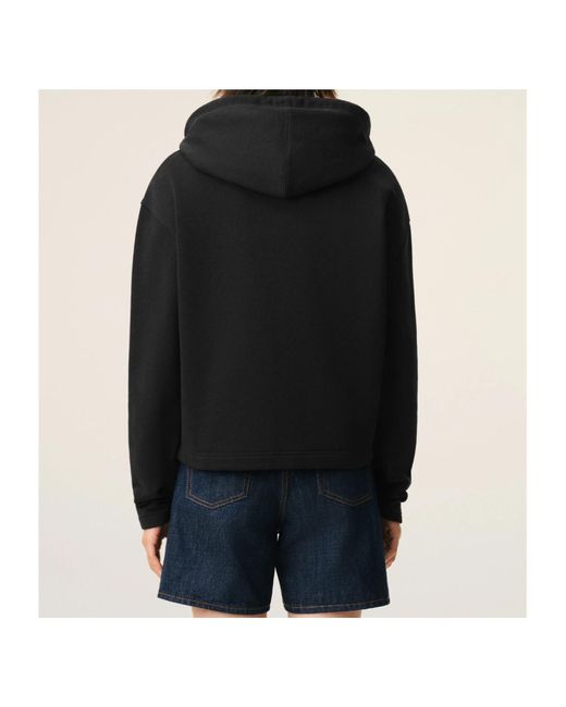 AMI Black Ami De Coeur Zip-Up Drawstring Hoodie