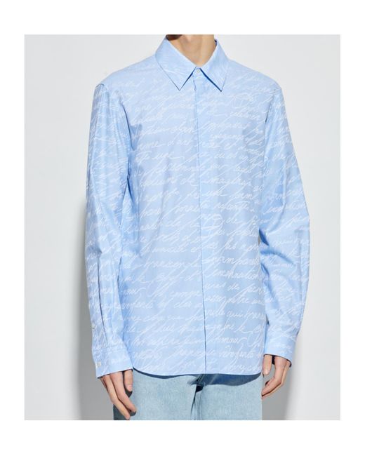 Balmain Blue Logo Printed Buttoned Shirt for men