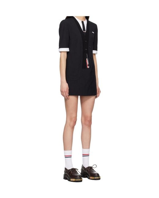 Thom Browne Black Stripe Detailed Mini Dress