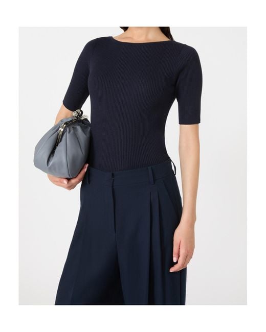 Weekend by Maxmara Blue Slim-Fit Stretch Viscose T-Shirt