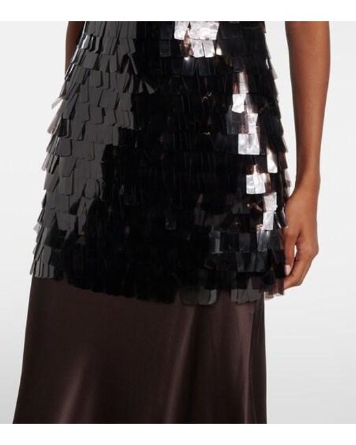 Staud Black Mesa Sequined Satin Gown