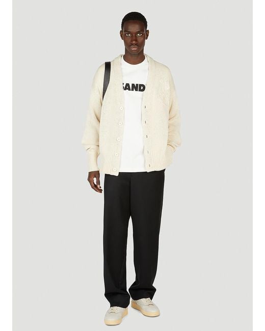 Jil Sander Natural Logo Intarsia Knitted Cardigan for men